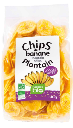 Chips banane plantain doux bio - RACINES