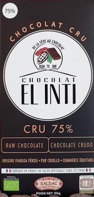 Chocolat Cru noir 75 % de cacao BIO