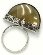 Bague argent et verre jaune