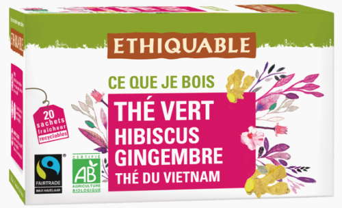 Thé vert Hibiscus Gingembre BIO, infusettes
