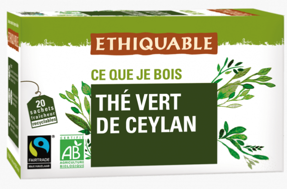 Thé vert de Ceylan, infusettes BIO